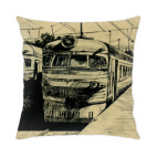 Подушка 35x35 см с цветной обратной стороной Электропоезд. Железная дорога