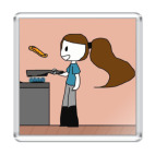 Девочка печет блинчики