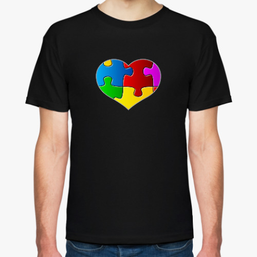 Футболка с принтом сердце пазл