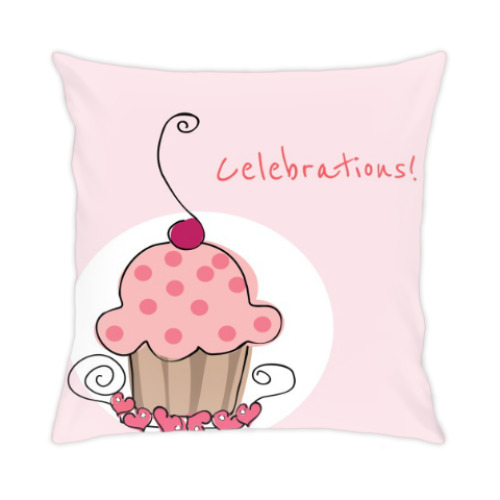 Подушка с принтом кекс с вишенкой