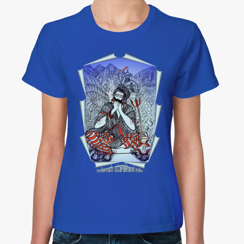 Женская футболка с принтом Кедарнатх, храм и саджу