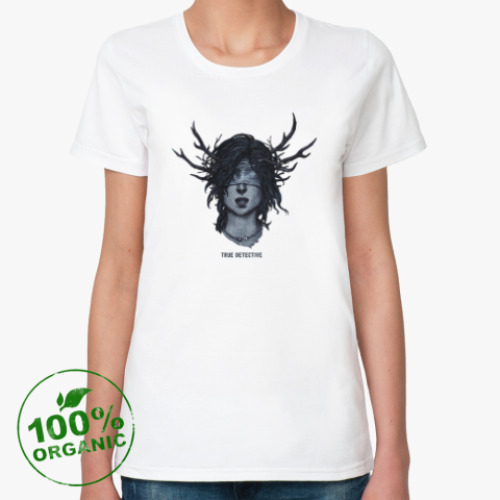Женская футболка из органик-хлопка с принтом True Detective girl. Настоящий детектив.