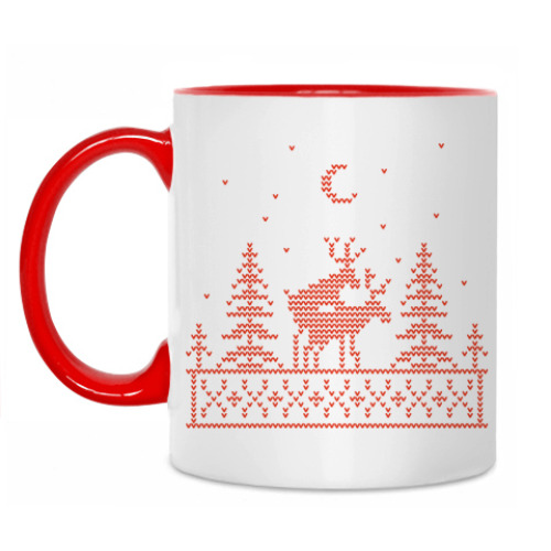 Кружка с принтом Рождественские олени