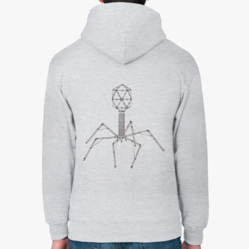 Толстовка худи с принтом Вирус бактериофаг