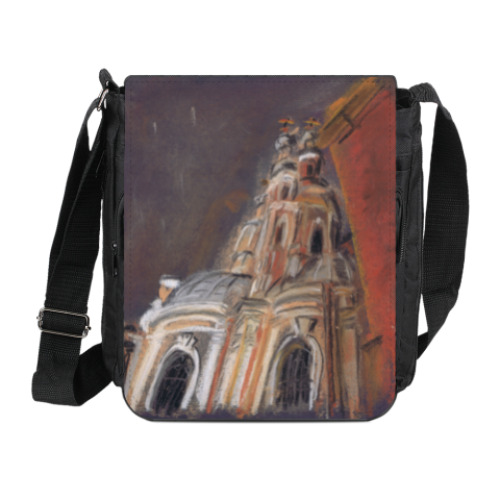 Сумка на плечо (мини-планшет) с принтом Собор Андрея Первозванного зимой