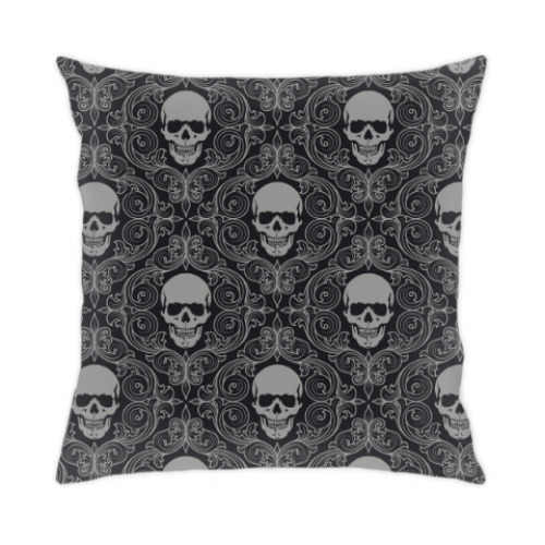 Подушка с принтом Черепа в узорах