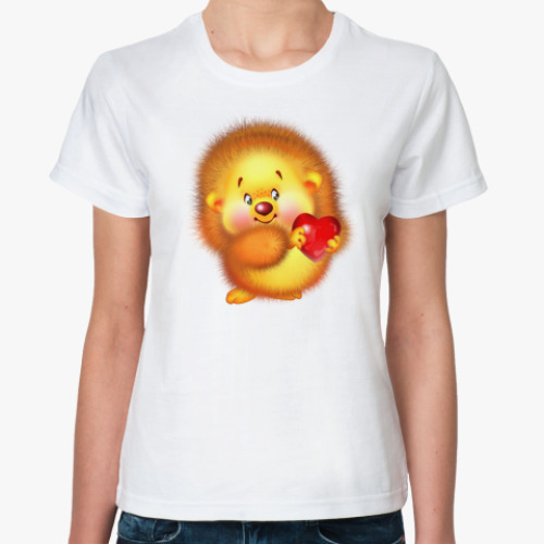 Классическая футболка с принтом Любимый ежик