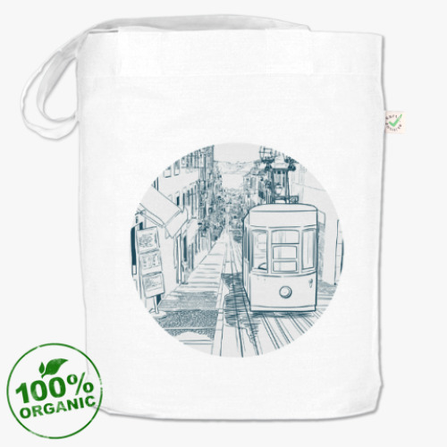 Сумка шоппер с принтом Лиссабонский трамвай