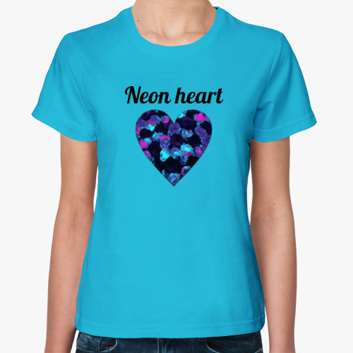 Женская футболка с принтом Неоновое сердце