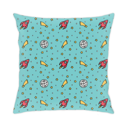 Подушка с принтом Rocket in the Space