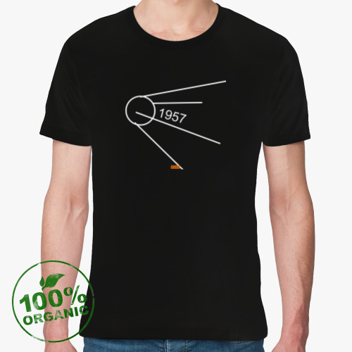 Футболка из органик-хлопка с принтом Спутник (Sputnik)