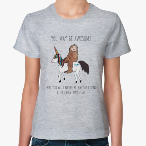 Женская футболка с принтом Радужный единорог