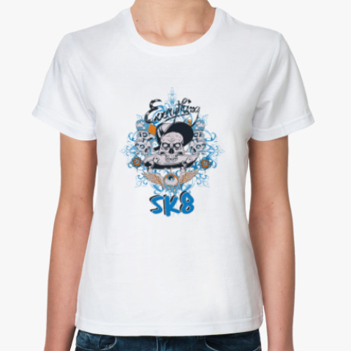 Классическая футболка с принтом веселый череп