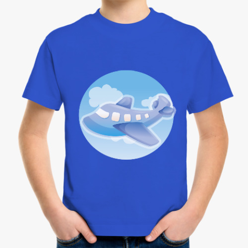 Детская футболка с принтом Самолет в небе