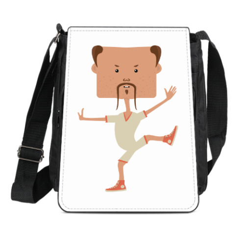 Сумка-планшет с принтом Смешной нарисованный каратист