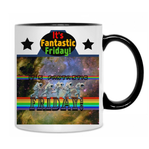 Кружка с принтом Космонавты. It's fantastic Friday!