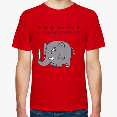 Футболка с принтом  Слоны не прощают!
