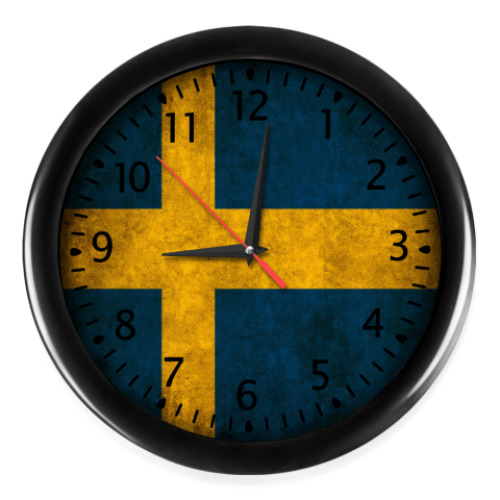 Настенные часы с принтом Флаг Швеции