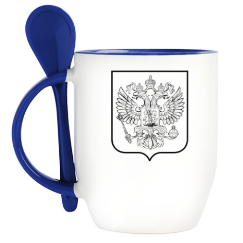 Кружка с ложкой с принтом Герб