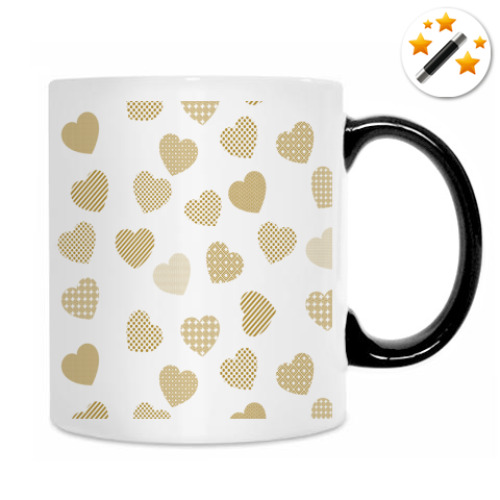 Кружка-хамелеон с принтом золотые сердца