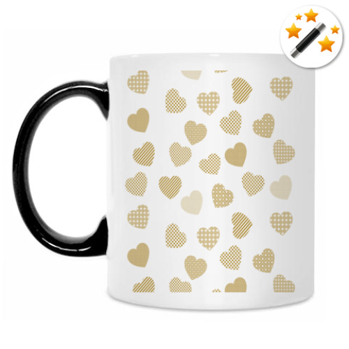 Кружка-хамелеон с принтом золотые сердца