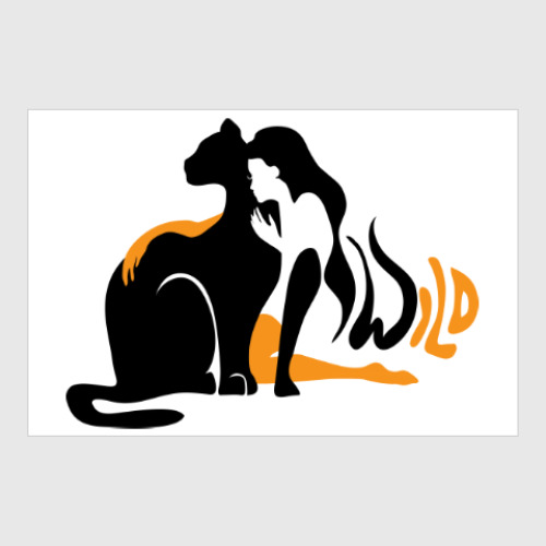 Постер с принтом Дикая женщина. Пантера и девушка