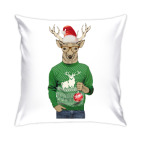 Олень новогодний в свитере и очках с шариком