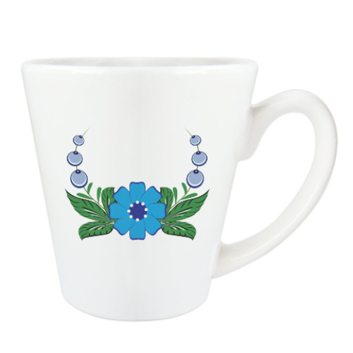 Чашка Латте с принтом Городецкая роспись