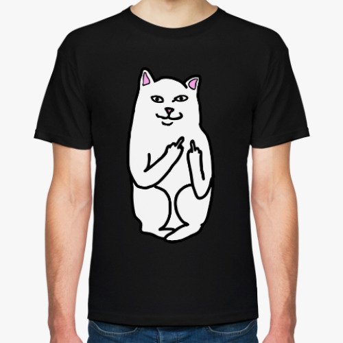 Футболка с принтом Кот показывающий фак