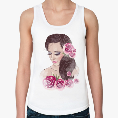 Женская майка с принтом Красивая девушка