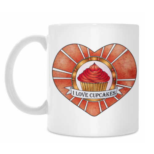Кружка с принтом I love cupcakes