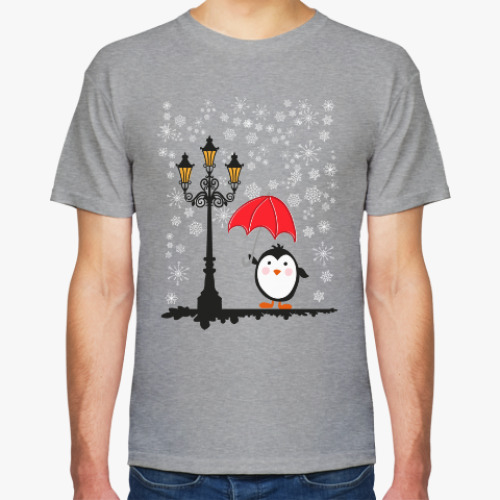 Футболка с принтом Пингвин в снегу