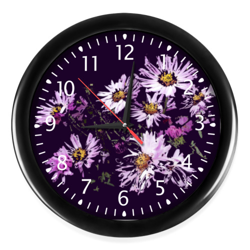 Настенные часы с принтом Хризантемы
