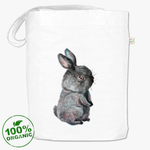 Сумка шоппер с принтом Маленький чёрный кролик