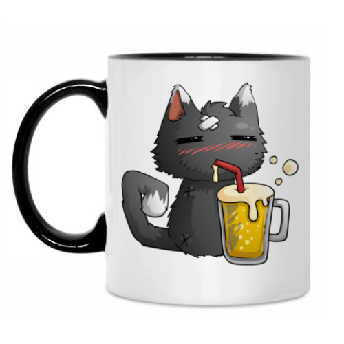 Кружка с принтом Пьющий кот