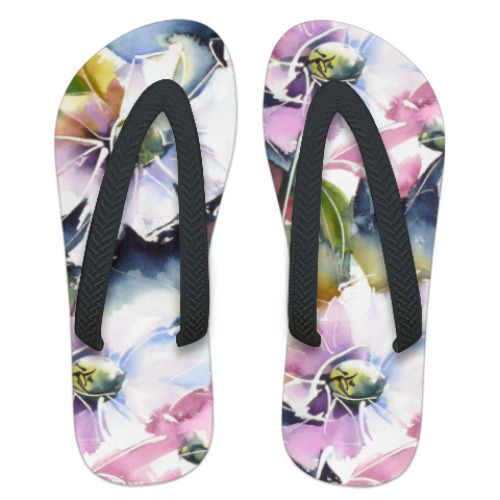 Шлепанцы (сланцы) с принтом Акварель