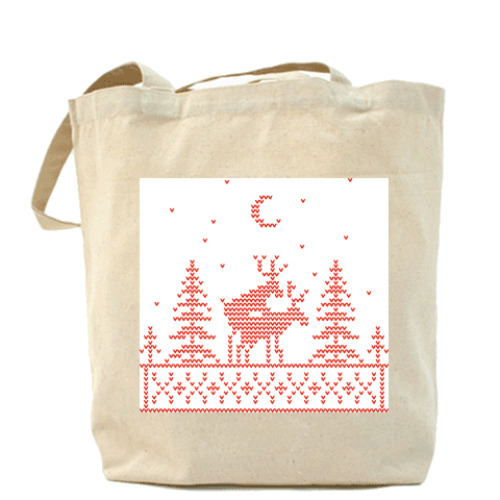 Сумка шоппер с принтом Олени при луне