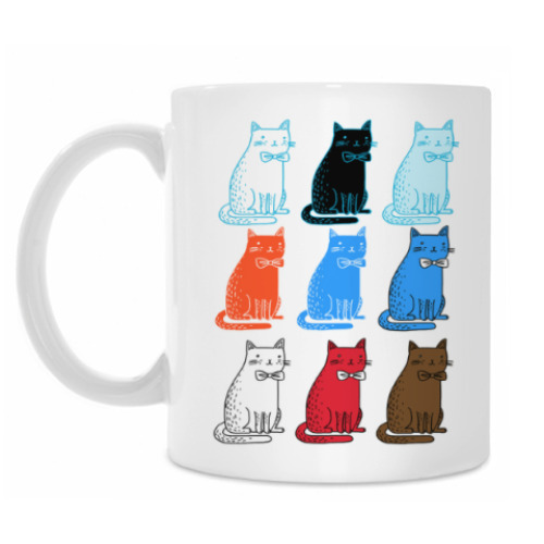 Кружка с принтом Разноцветные коты