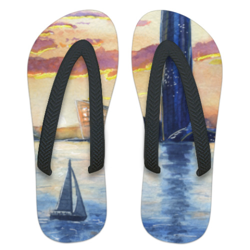 Шлепанцы (сланцы) с принтом Лахта-центр