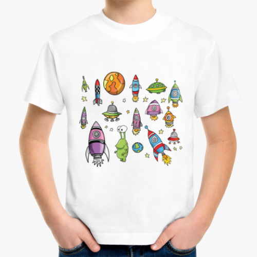 Детская футболка с принтом Звездолеты