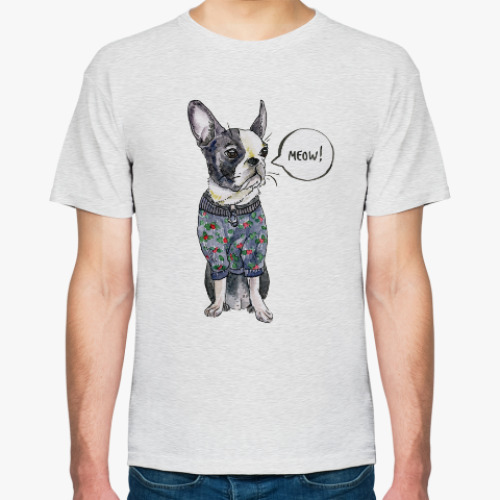 Футболка с принтом Бостон терьер