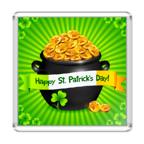 Магнит с принтом Горшочек с золотом