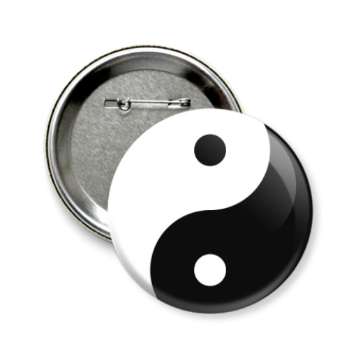 Значок 58мм с принтом Инь-Янь