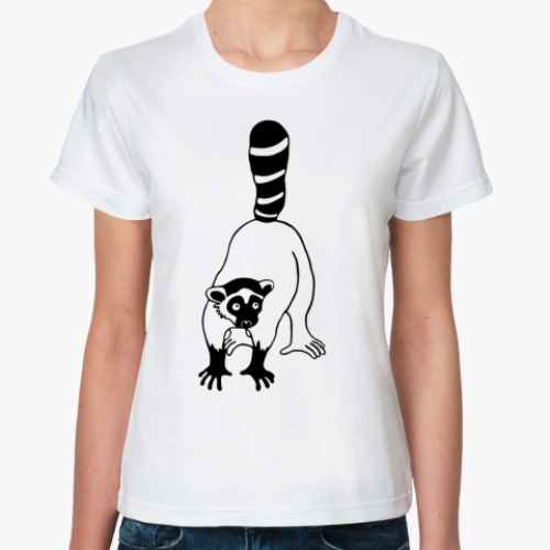 Классическая футболка с принтом Лемур