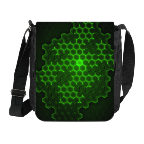 Сумка на плечо (мини-планшет) с принтом Соты