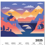 Дом, олень и горы