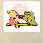 Чаепитие. Поросенок пьет чай.