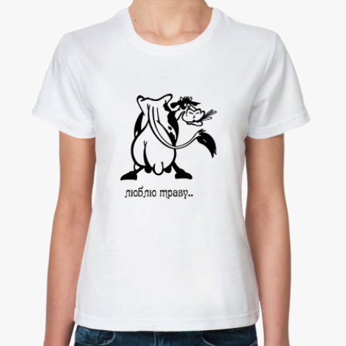 Классическая футболка с принтом корова