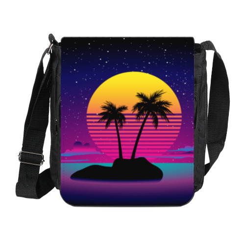 Сумка на плечо (мини-планшет) с принтом Закат в Майами