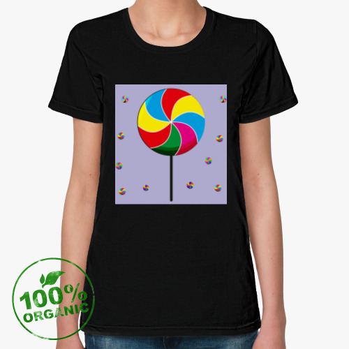 Женская футболка из органик-хлопка с принтом Caramel on a stick